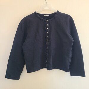 Agnes B cotton fleece snap cardigan black size 3